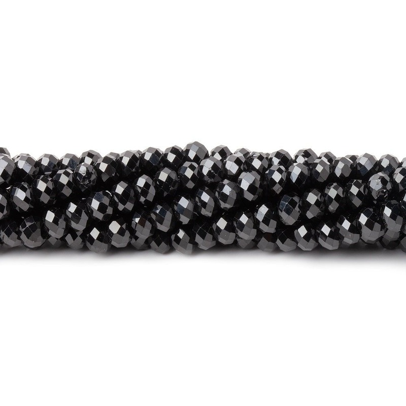 4mm Black Spinel Micro Faceted Rondelles 12.5 inch 110 Beads AAA (ONLINE ORDER ONLY)