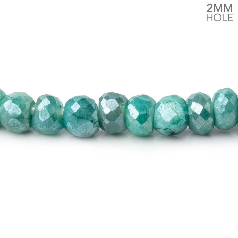 6mm Mystic Green Moonstone 2mm Large Hole Faceted Rondelles 8 inch 48 Beads (ONLINE ORDER ONLY)