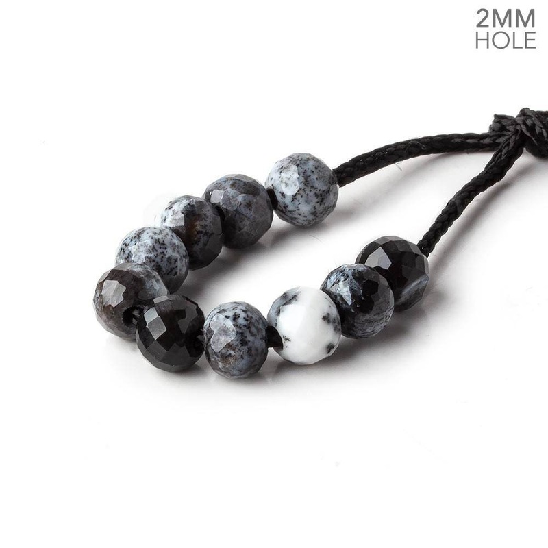 6mm Dendritic Opal 2mm Large Hole Faceted Rondelle Bead Set of 10 (ONLINE ORDER ONLY)