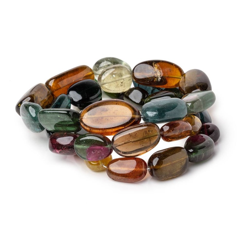 10-22mm Multi Color Tourmaline Plain Nugget Beads 20 inch 35 pieces AAA (ONLINE ORDER ONLY)