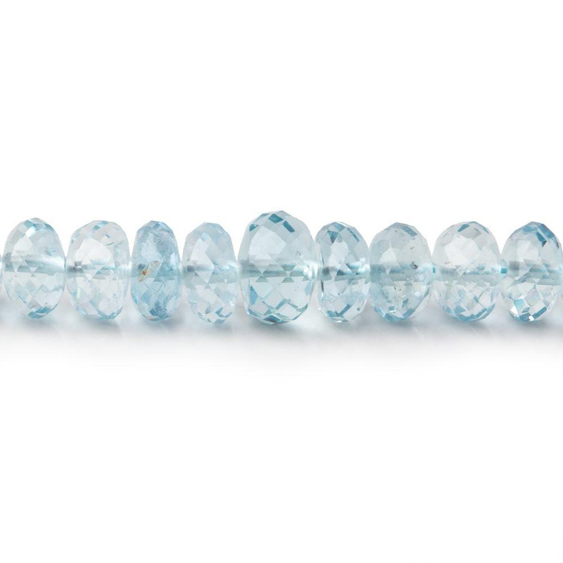 4-7mm Aquamarine Faceted Rondelle Beads 16 inch 142 pieces AA (ONLINE ORDER ONLY)