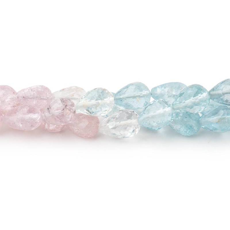 6×5-8x6mm Multi Color Beryl Faceted Tear Drop Beads 18 inch 57 pieces AA (ONLINE ORDER ONLY)