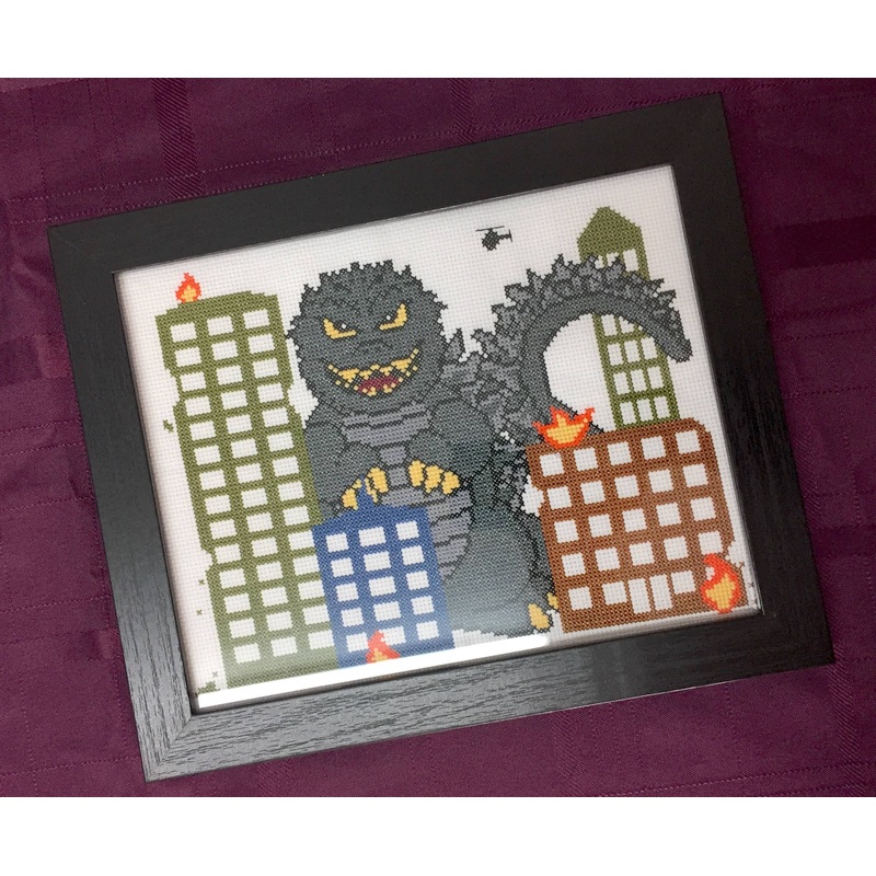 Monster Mayhem Cross Stitch Kit  Giant Monster City Design (8×10) (ONLINE ORDER ONLY)