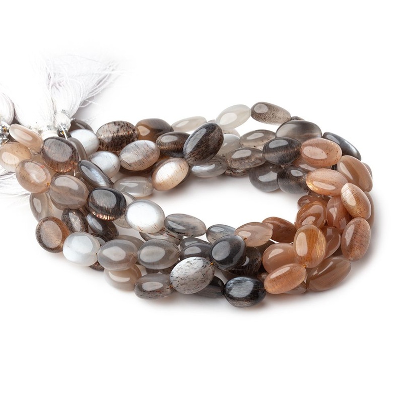 10×9-13x9mm Sunstone & Moonstone Plain Oval Beads 8.5 inch 18 pieces (ONLINE ORDER ONLY)