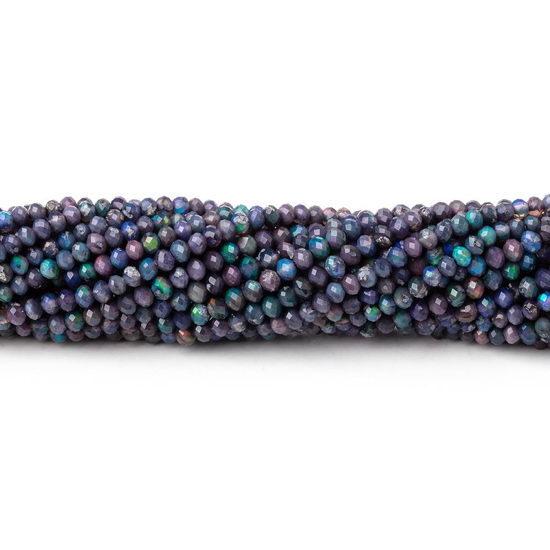 2.5mm Ethiopian Black Opal Micro Faceted Rondelle Beads 12.5 inch 166 pieces AA (ONLINE ORDER ONLY)
