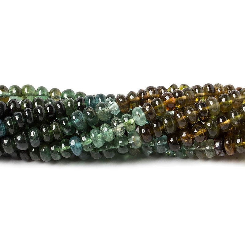 4mm Brown and Green Tourmaline plain rondelle beads 13 inch 136 pieces (ONLINE ORDER ONLY)