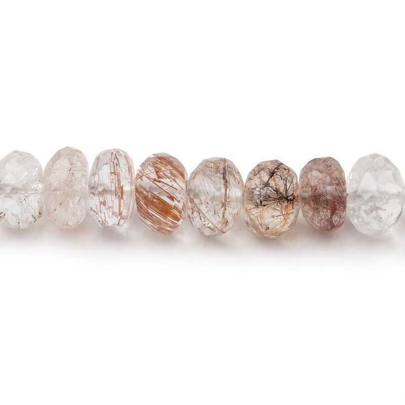 6.5mm Copper Rutilated Quartz Faceted Rondelle Beads 14 inch 74 pieces (ONLINE ORDER ONLY)