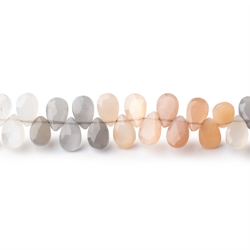 7x5mm Multi Color Moonstone Faceted Pear Beads 8 inch 68 pieces (ONLINE ORDER ONLY)