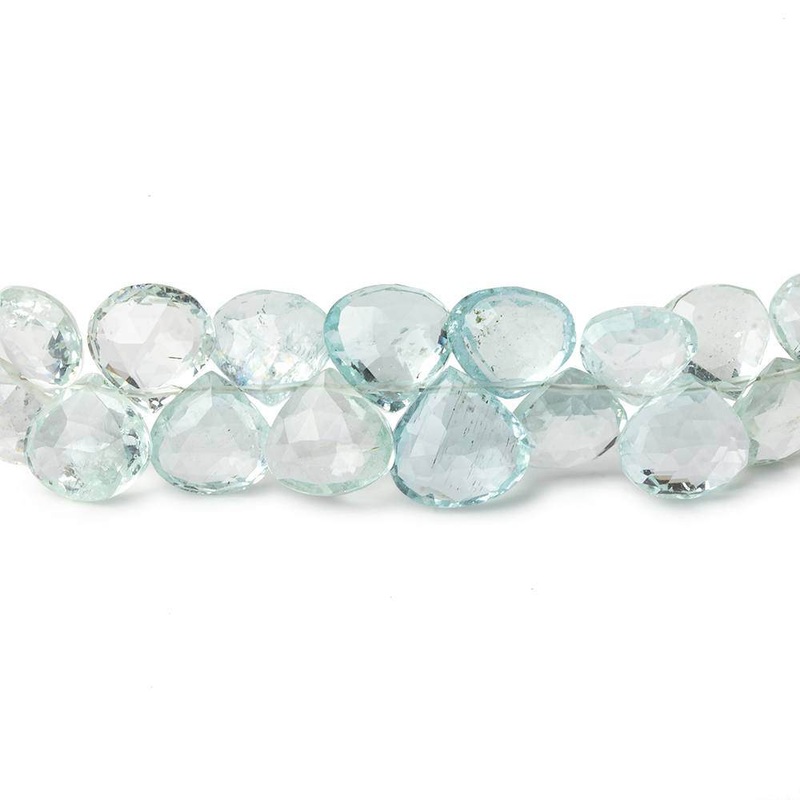 6.5-7mm Aquamarine faceted heart beads 8 inch 60 pieces AAA (ONLINE ORDER ONLY)