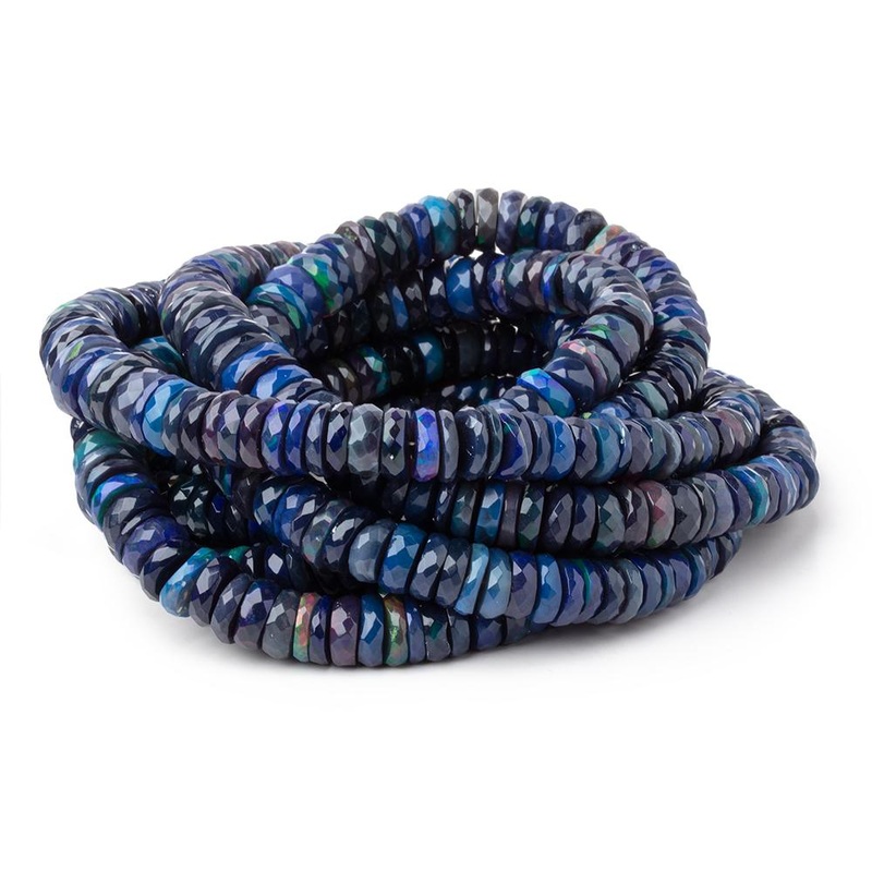 7-10mm Indigo Ethiopian Opal Faceted Heishi Beads 16 inch 160 pieces AA (ONLINE ORDER ONLY)