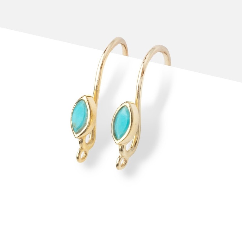 Vermeil Turquoise Howlite Marquise Earwire Set of 2 pieces (ONLINE ORDER ONLY)