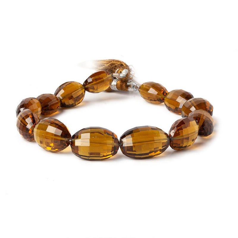 13-18mm Whiskey Quartz Checkerboard Faceted Oval Beads 8 inch 13 pieces (ONLINE ORDER ONLY)