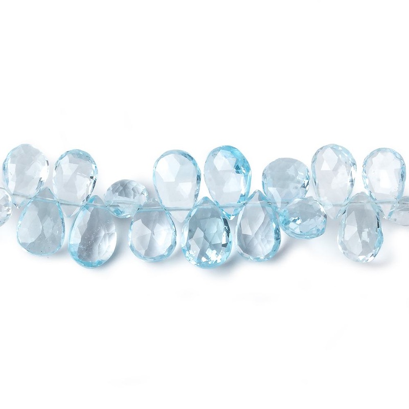 4×6-7X5mm Sky Blue Topaz Faceted Pear Beads 8 inch 70 beads (ONLINE ORDER ONLY)