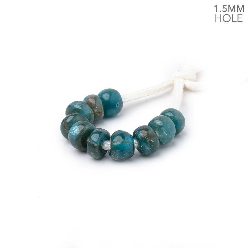 6mm Apatite 1.5mm Large Hole Plain Rondelle Set of 10 (ONLINE ORDER ONLY)