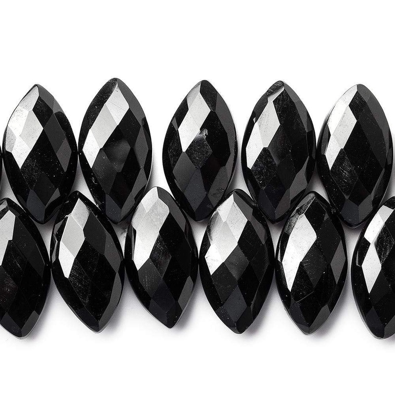 16×9-18x9mm Black Onyx top drilled faceted marquise beads 8.5 inch 43 pieces AAA (ONLINE ORDER ONLY)