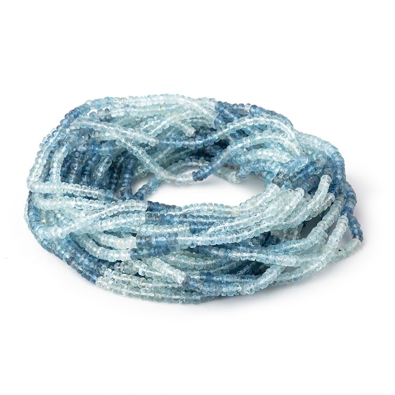 3.5mm Shaded Aquamarine Faceted Rondelle Beads 18 inch 239 pieces (ONLINE ORDER ONLY)
