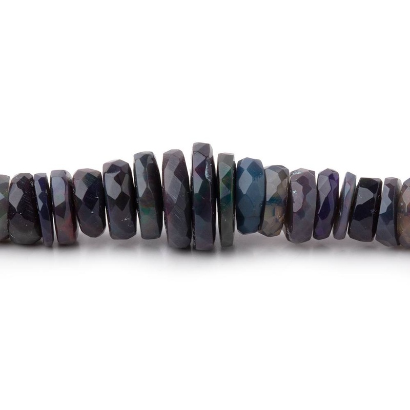 5-11mm Ethiopian Wollo Black Opal Faceted Heishi Beads 14 inch 190 pieces AA (ONLINE ORDER ONLY)
