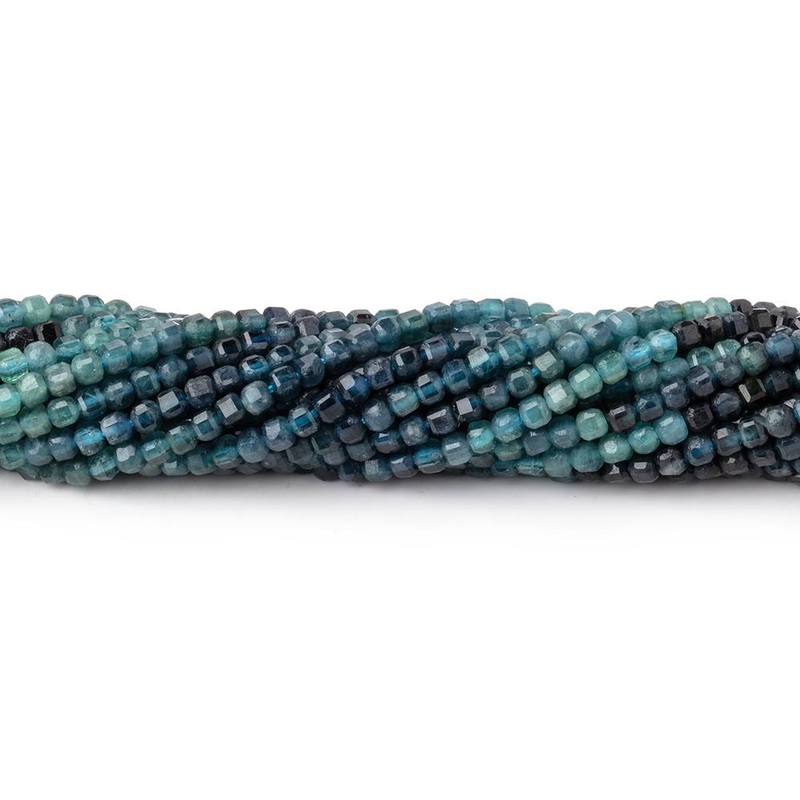 2mm Indicolite Tourmaline Micro Faceted Cube Beads 12.75 inch 150 pieces AA (ONLINE ORDER ONLY)