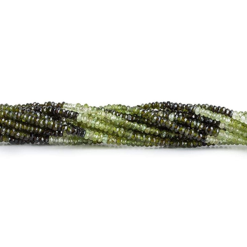 2mm Multi Green Tourmaline Faceted Rondelle Beads (ONLINE ORDER ONLY)