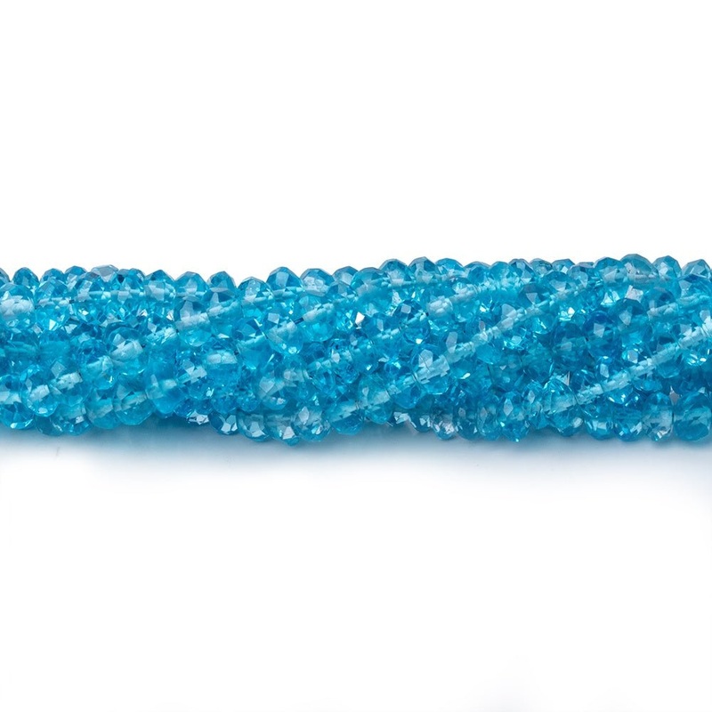 4-4.5mm Swiss Blue Topaz Faceted Rondelle Beads 16 inch 150 pieces AAA (ONLINE ORDER ONLY)