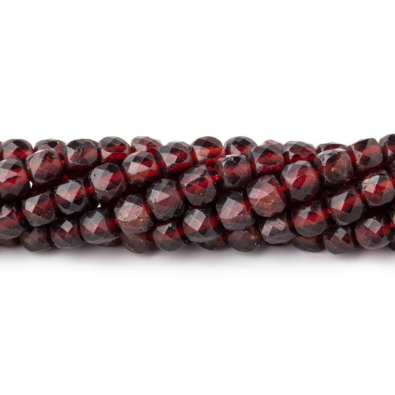5mm Garnet Micro Faceted Cube Beads 12 inch 70 pieces (ONLINE ORDER ONLY)