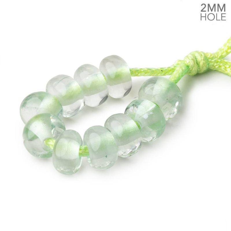 8mm Prasiolite 2mm Large Hole Plain Rondelle Set of 10 (ONLINE ORDER ONLY)