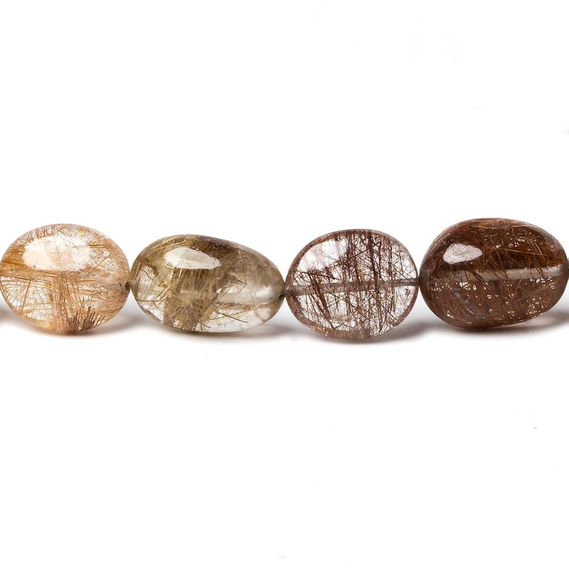 12×10-15x10mm Rutilated Quartz plain oval beads 16 inch 31 pieces (ONLINE ORDER ONLY)