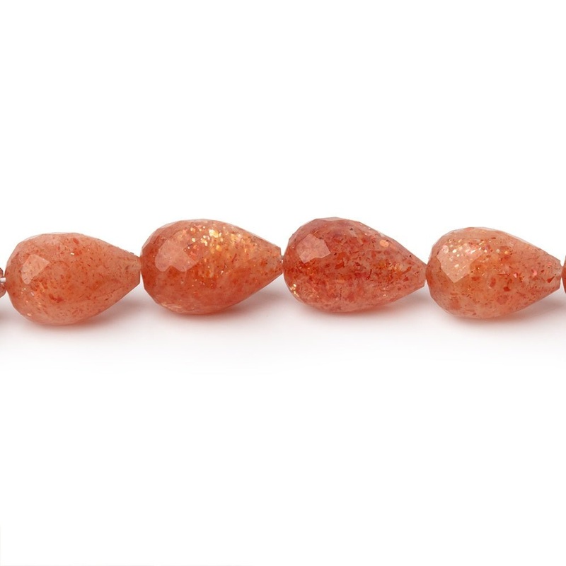 7.5×5-10x6mm Sunstone Straight Drill Tear Drop 7.25 inch 18 Beads (ONLINE ORDER ONLY)