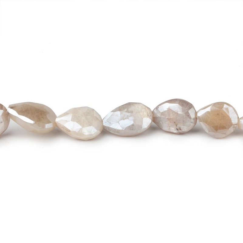 9×8-13x8mm Mystic Cream Moonstone faceted pears 14 inch 29 beads (ONLINE ORDER ONLY)