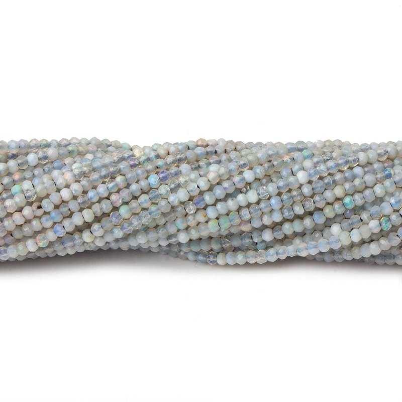 1.8mm Translucent Medium Grey Australian Opal micro faceted rondelle beads 12.5 inch 220 pieces AA (ONLINE ORDER ONLY)