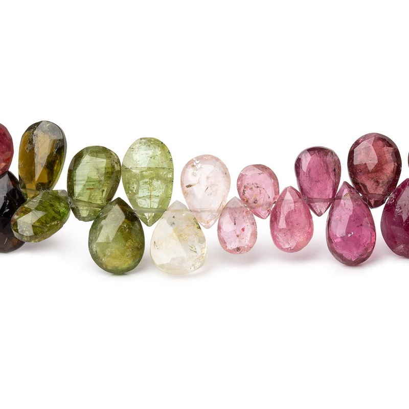 6×5-9x7mm Multi Color Tourmaline Faceted Pear Beads 8.5 inch 66 pieces (ONLINE ORDER ONLY)