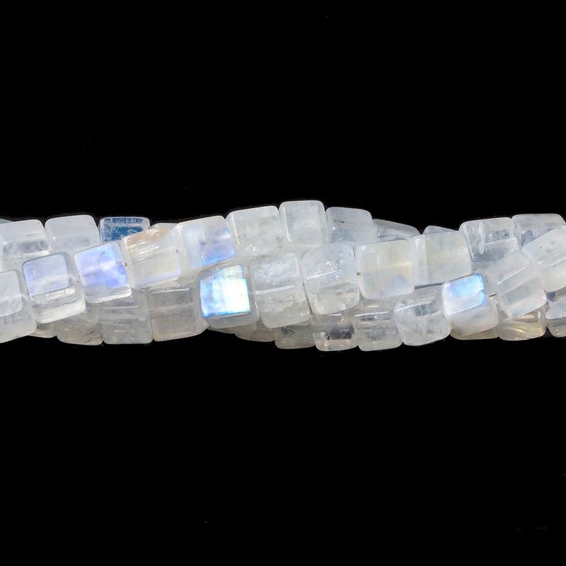 4-5mm Rainbow Moonstone Plain Cube Beads 14.5 inches 74 beads (ONLINE ORDER ONLY)