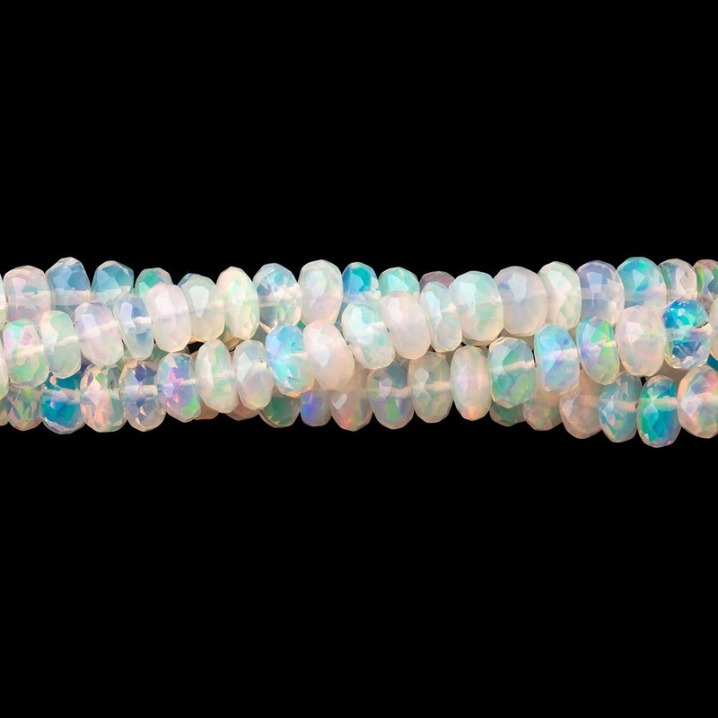 3.5-5mm Ethiopian Opal Faceted Rondelles 16.5 inch 166 Beads AAA (ONLINE ORDER ONLY)