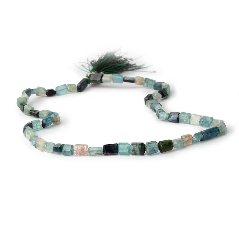 5.5×5-12x6mm Indicolite Tourmaline Faceted Rectangles 16 inch 57 Beads (ONLINE ORDER ONLY)