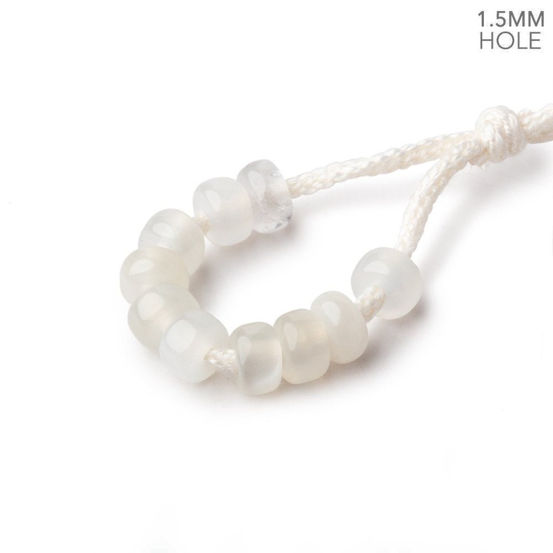 6mm White Moonstone 1.5mm Large Hole Plain Rondelle Set of 10 (ONLINE ORDER ONLY)