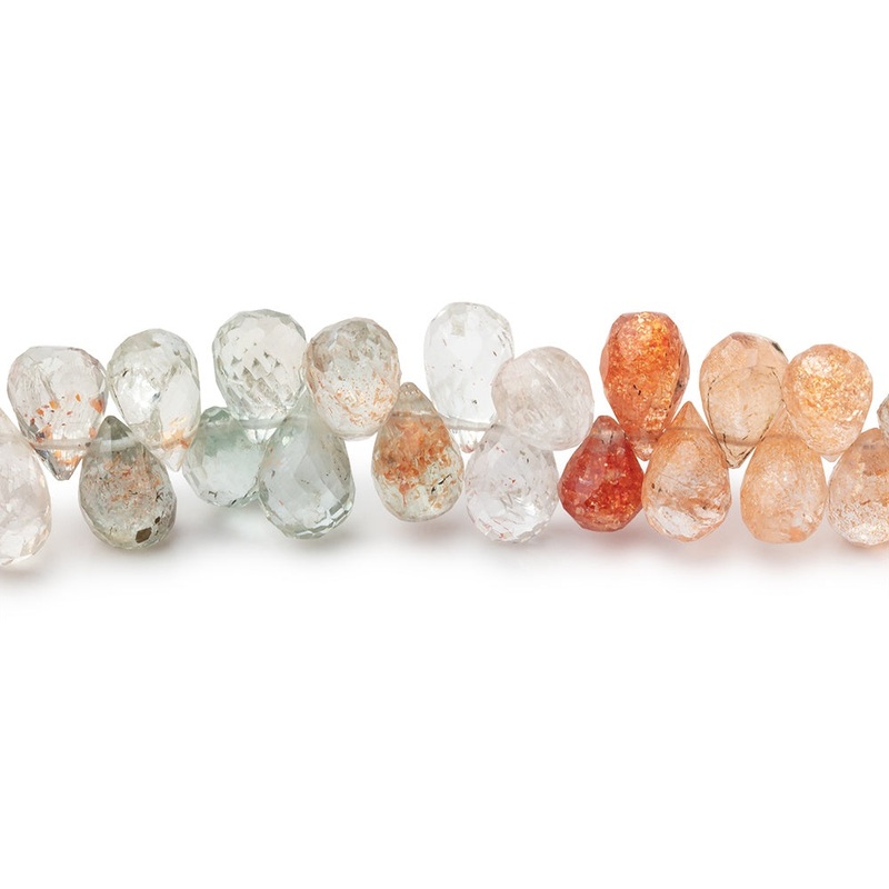 6×4-8x5mm Multi Color Sunstone faceted tear drop beads 8 inch 74 pieces (ONLINE ORDER ONLY)