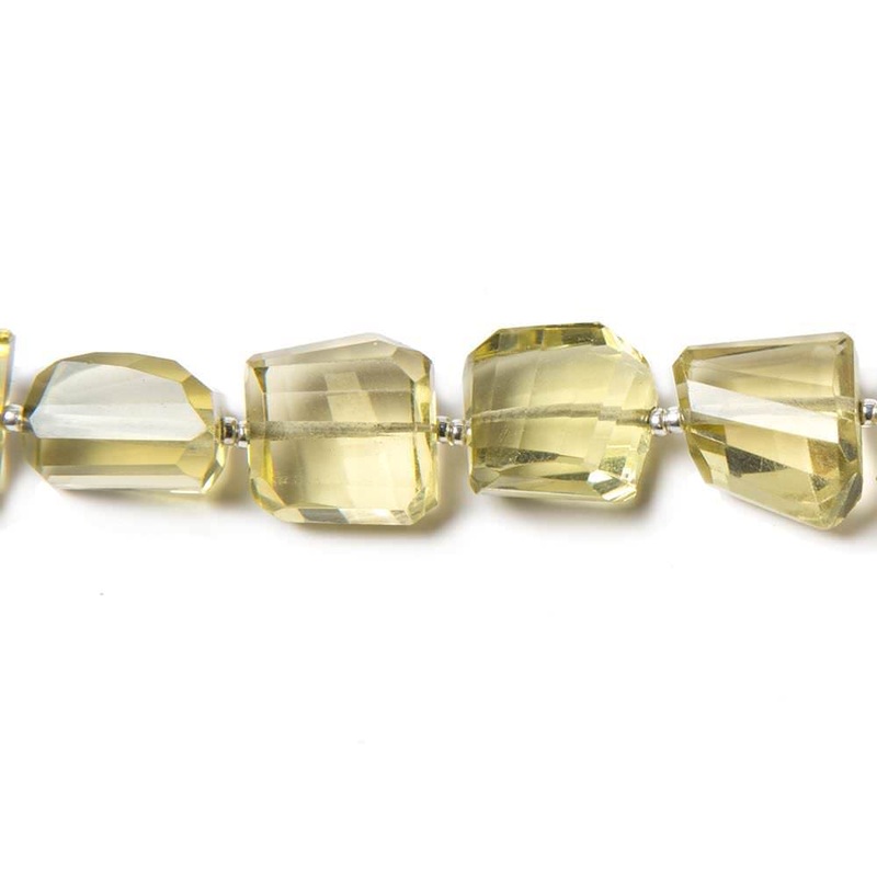10×10-11x11mm Lemon Quartz step faceted nugget beads 8 inch 17 pieces (ONLINE ORDER ONLY)