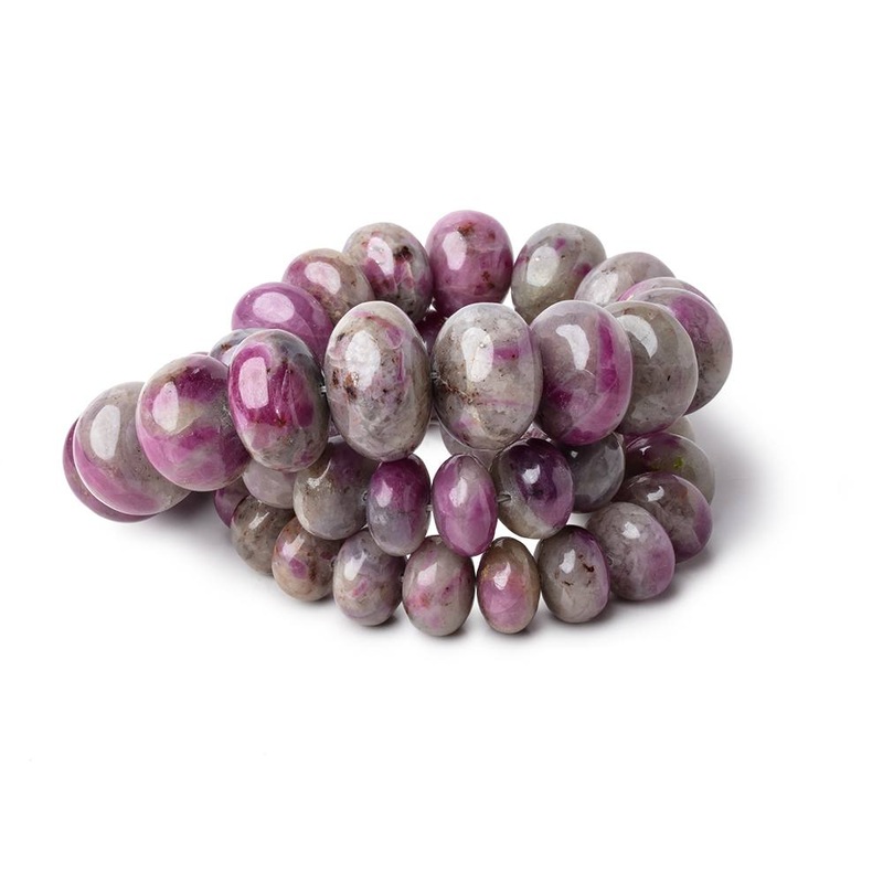 11-19mm Ruby in Marble Matrix Plain Rondelles 17.5 inch 48 Beads 1mm Hole (ONLINE ORDER ONLY)