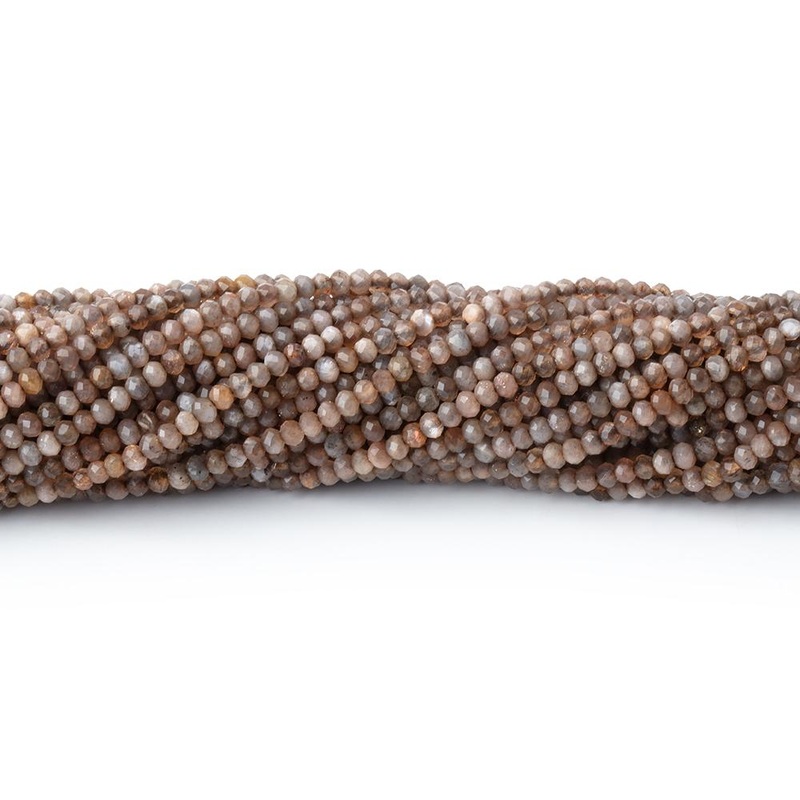 2.4mm Golden Sheen Moonstone Micro Faceted Rondelles 12.75 inch 174 Beads (ONLINE ORDER ONLY)