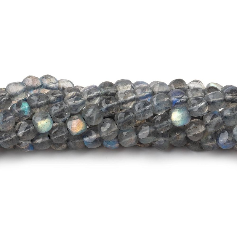 4mm Labradorite Micro Faceted Cube Beads 12 inch 78 pieces (ONLINE ORDER ONLY)