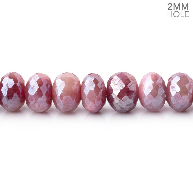 8-8.5mm Mystic Rose Moonstone 2mm Large Hole Faceted Rondelles 8 inch 36 Beads (ONLINE ORDER ONLY)