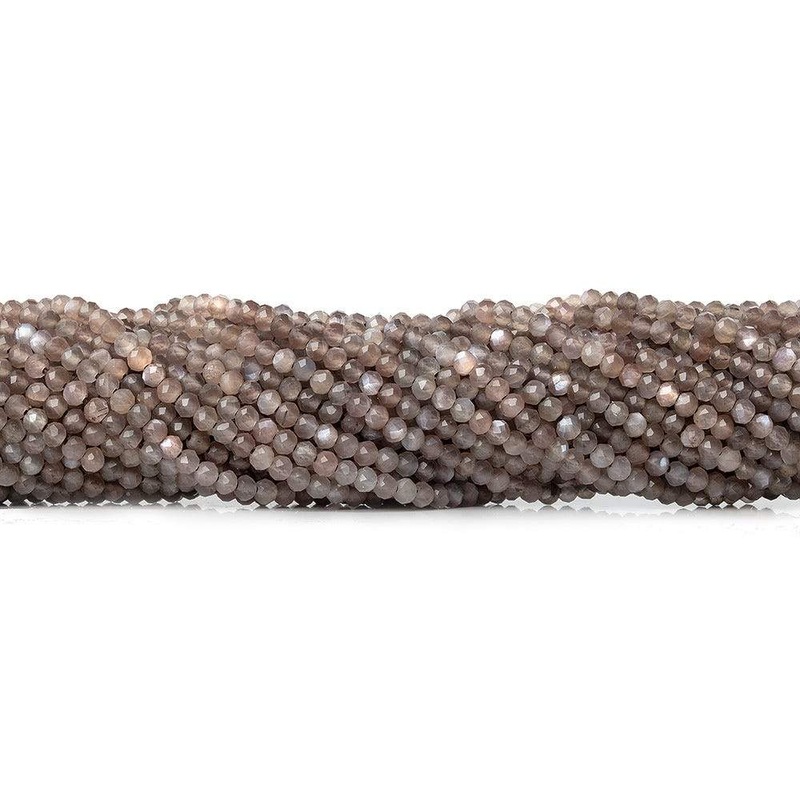 2mm Chocolate Brown & Mink Grey Moonstone microfaceted rondelles 175 pcs (ONLINE ORDER ONLY)