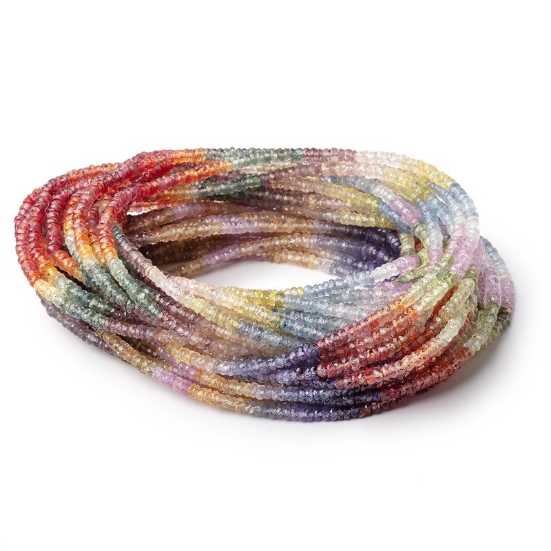 3mm Multi Color Sapphire Faceted Rondelle 18 inch 300 Beads AA (ONLINE ORDER ONLY)