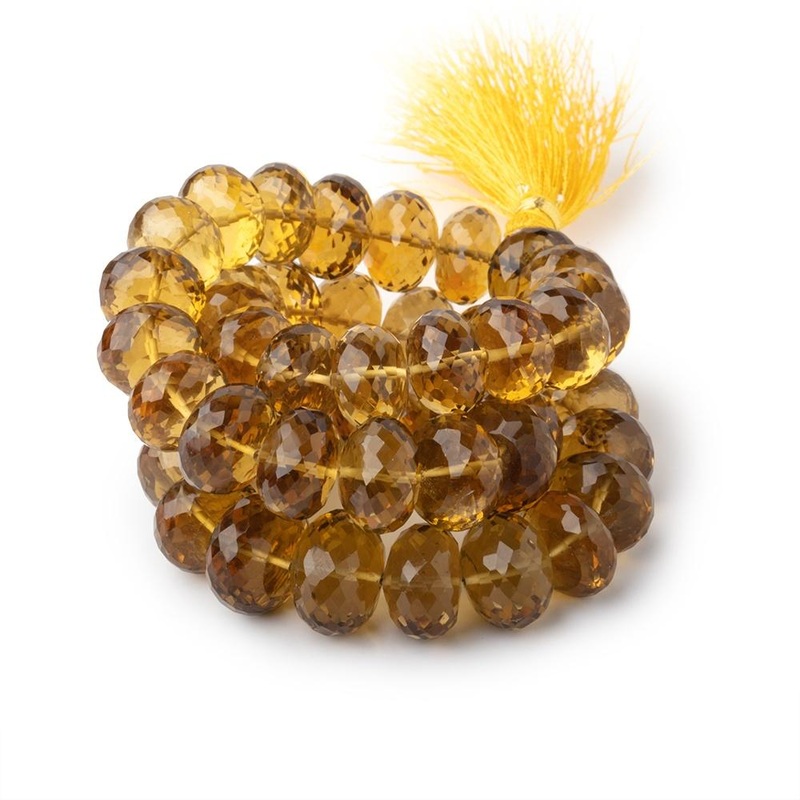 12-14mm Whiskey Quartz faceted rondelles 15 inches 45 Beads AAA Grade (ONLINE ORDER ONLY)