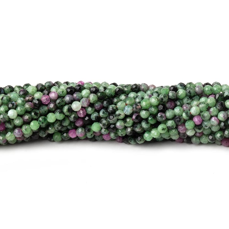 2.2mm Ruby in Zoisite Micro Faceted Round Beads 12.5 inch 150 pieces (ONLINE ORDER ONLY)