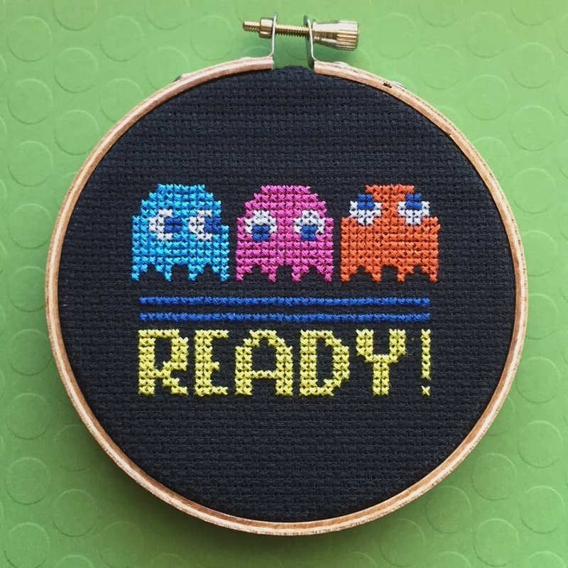 Pac-Man Cross Stitch Kit  Retro Arcade Design with Ghosts (ONLINE ORDER ONLY)