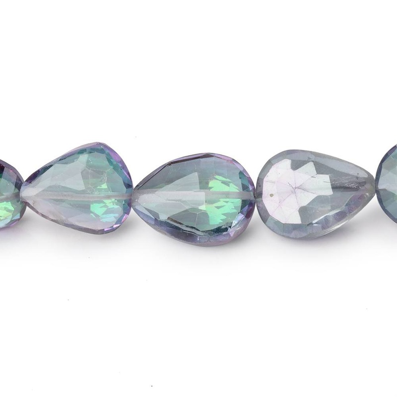 10-12mm Mystic White Topaz Straight Drill Faceted Pears 9 inch 19 Beads (ONLINE ORDER ONLY)