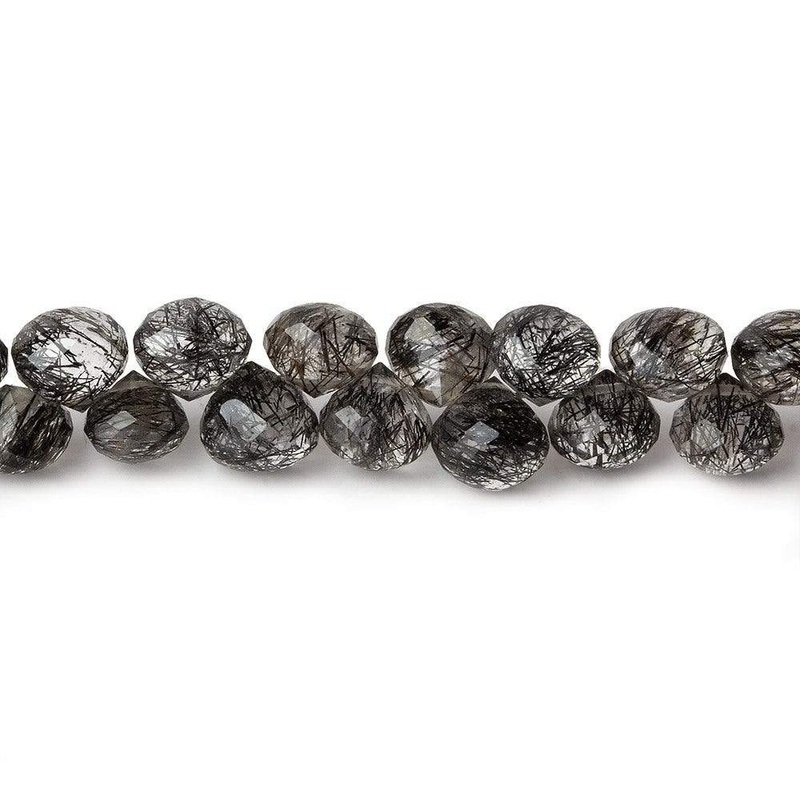 5×4-6x5mm Tourmalinated Quartz Faceted Candy Kiss 8.5 inch 68 beads AA (ONLINE ORDER ONLY)