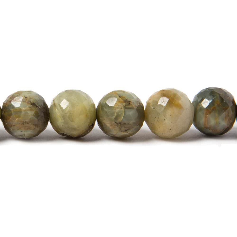 8mm Cat’s Eye Green Quartz faceted round beads 8 inch 24 pieces (ONLINE ORDER ONLY)