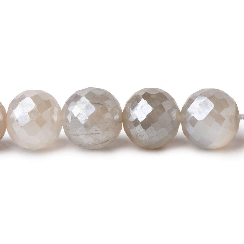 9-9.5mm Mystic White & Grey Moonstone faceted rounds 14 inch 40 beads AAA (ONLINE ORDER ONLY)
